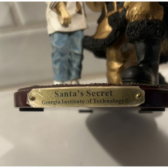 Georgia Tech Santa Collegiate Collectables Christmas 2001 Wood Base Stand Vtg - Picture 3 of 13